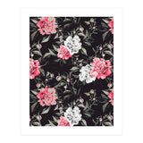 Floral pink - black & white dark (Print Only) thumbnail