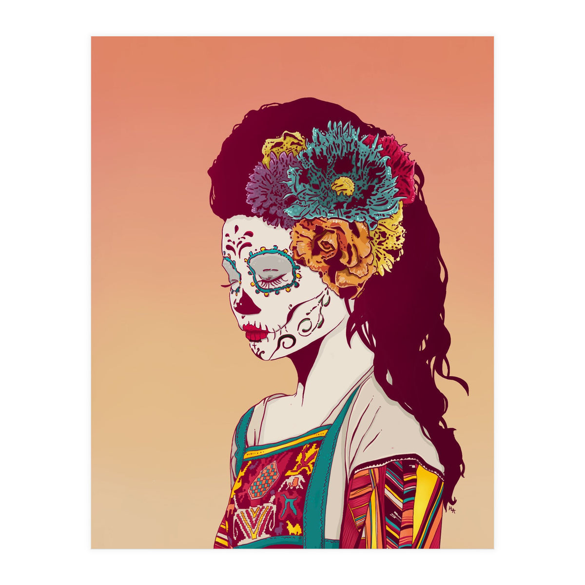 Mexican Skull Lady (Print Only)