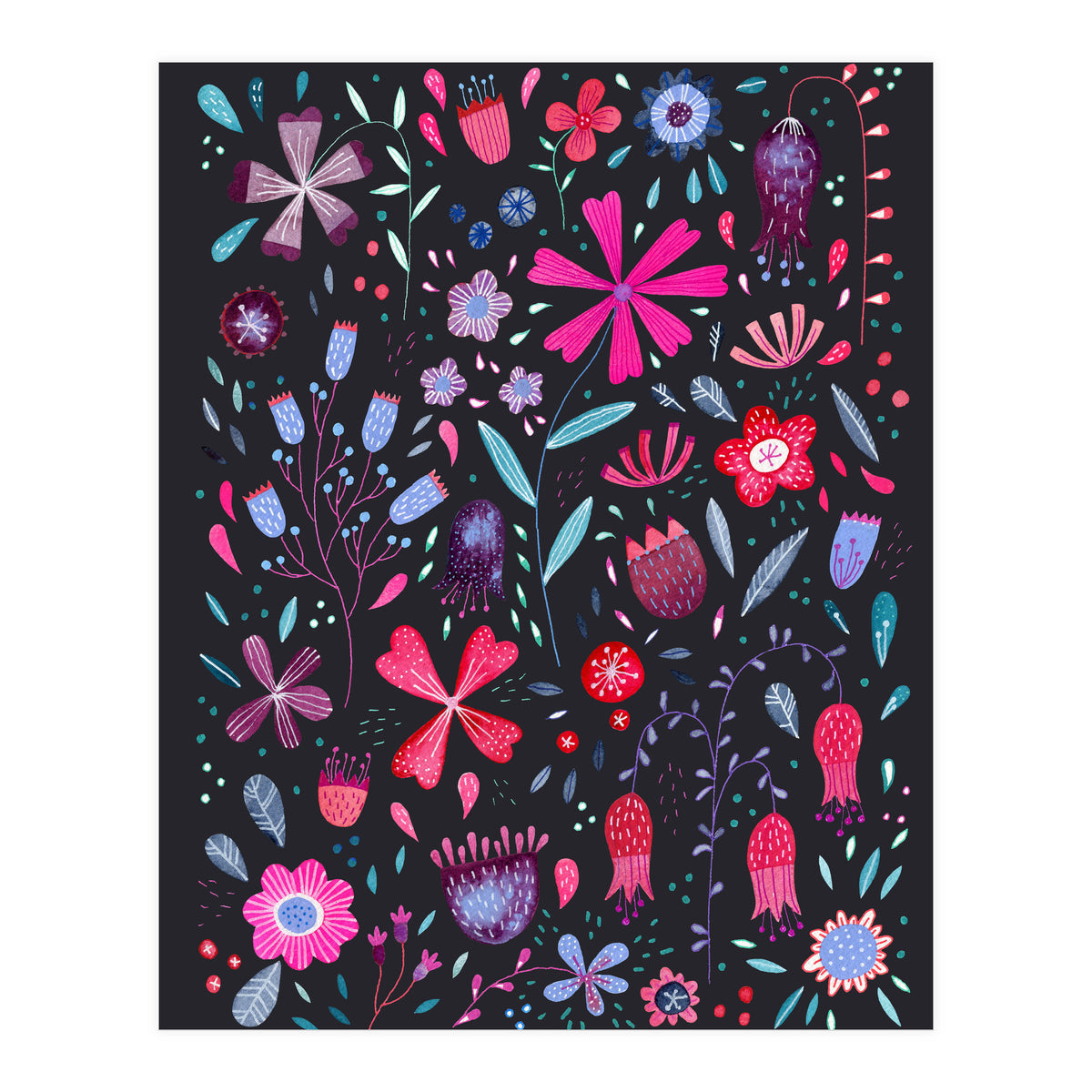 Kennigton Flowers Dark (Print Only)