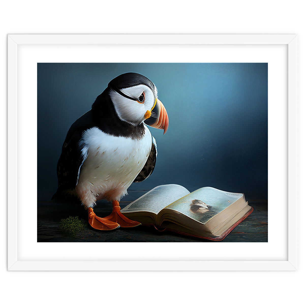 Puffin Reading a Book
