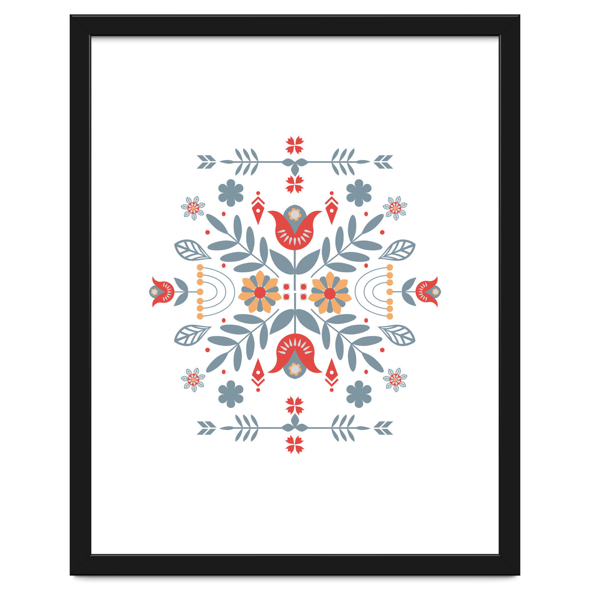 Scandinavian Folk Retro Flower Pattern