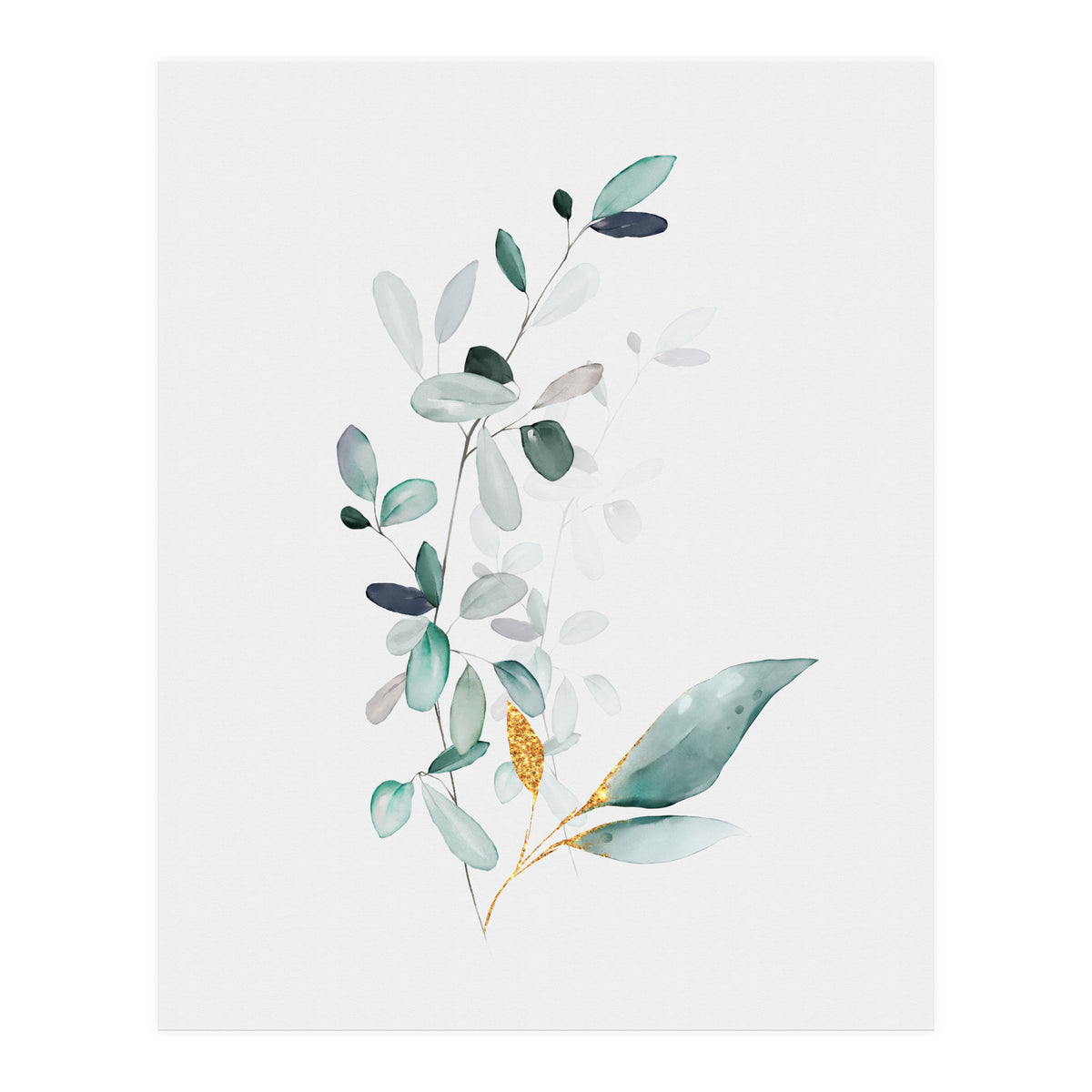 Modern Botanical Gold & Sage Study 01 (Print Only)