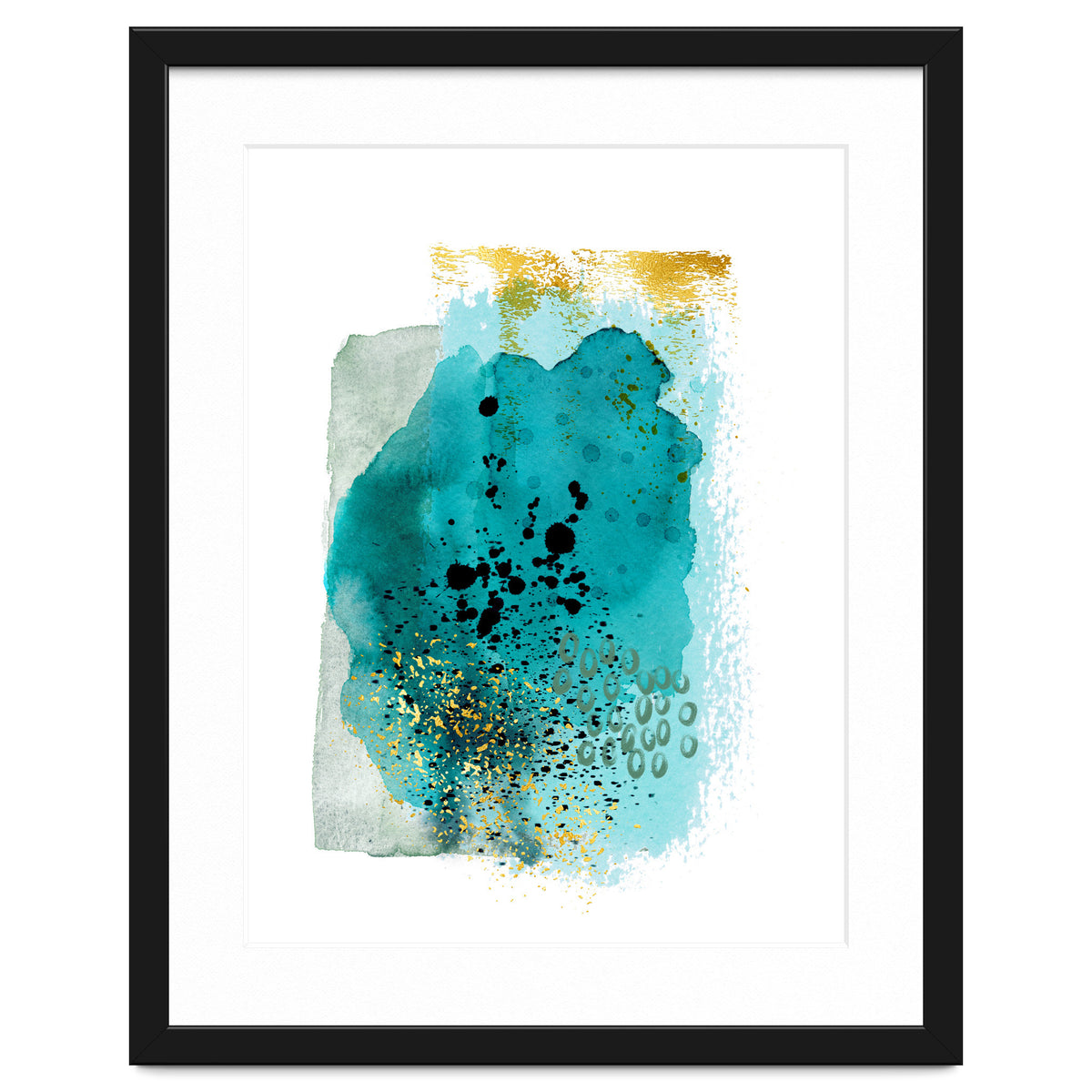 Abstract watercolour turquoise and gold