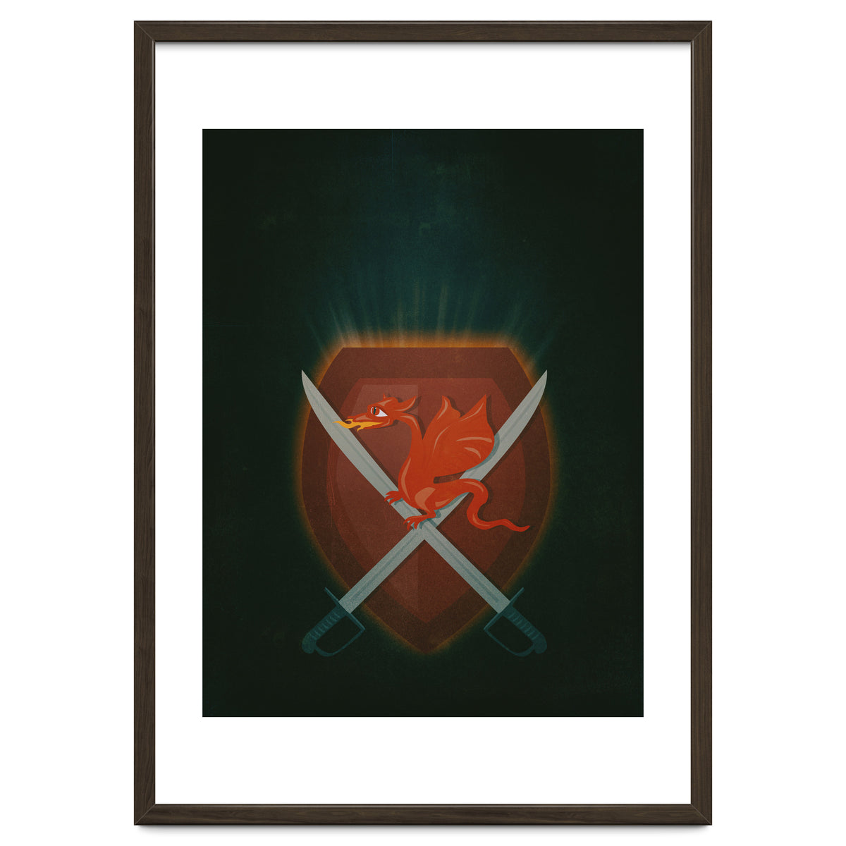 Heraldic dragon and cutlasses