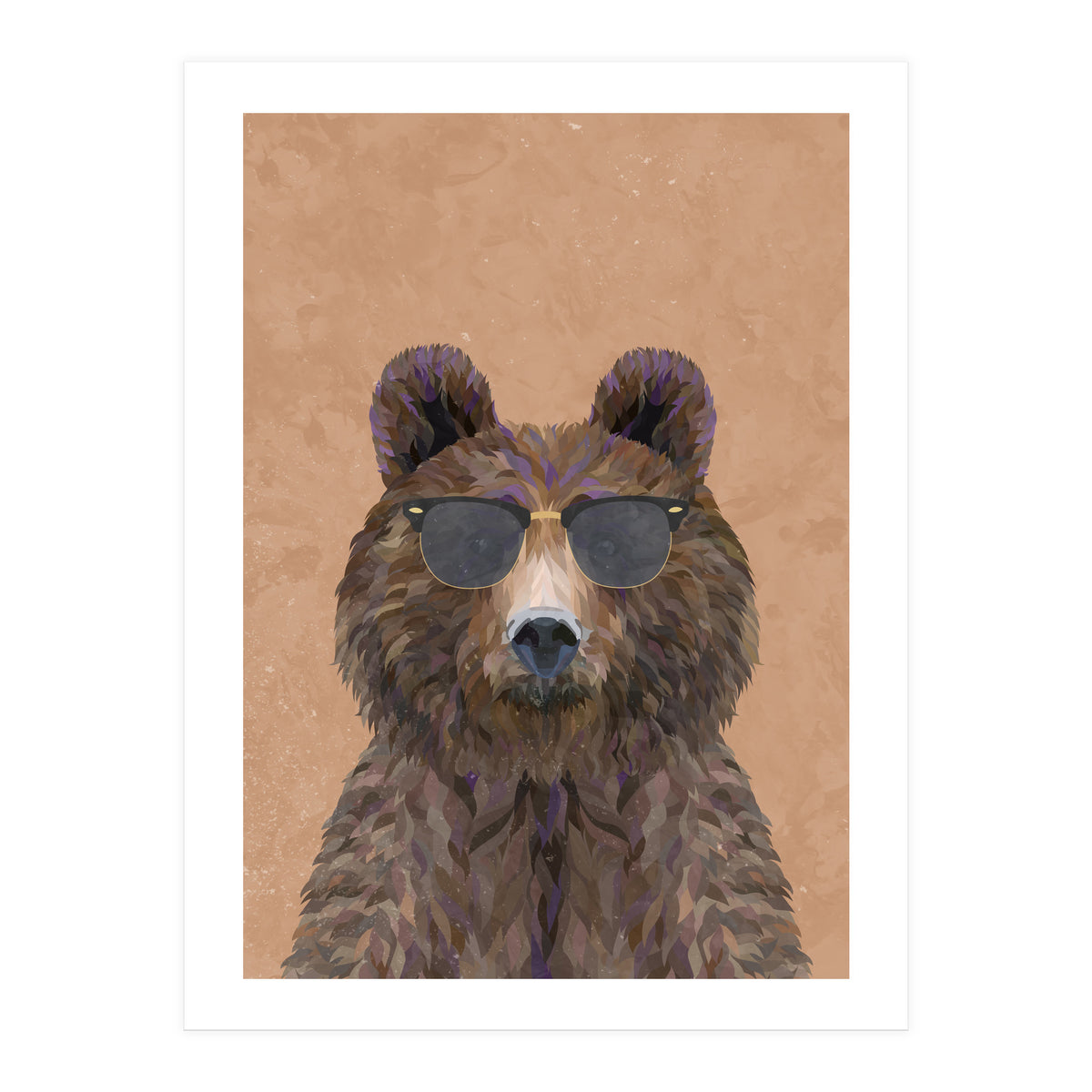 Cool Bear Wearing Sunglasses Portrait (Print Only)