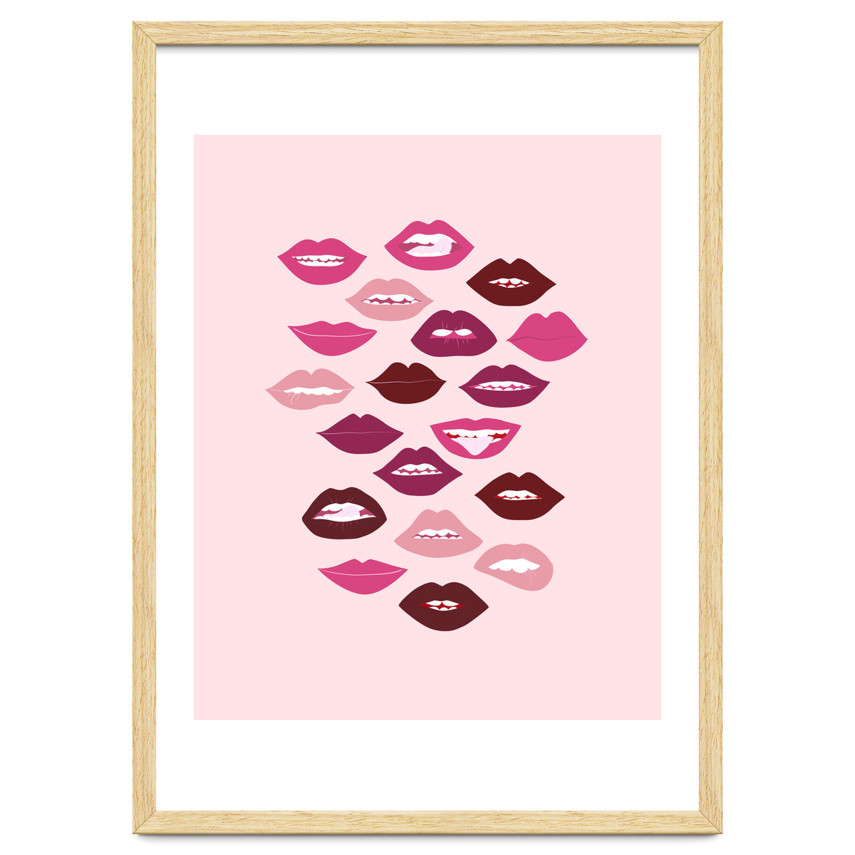 Lips Dark on Pink Background
