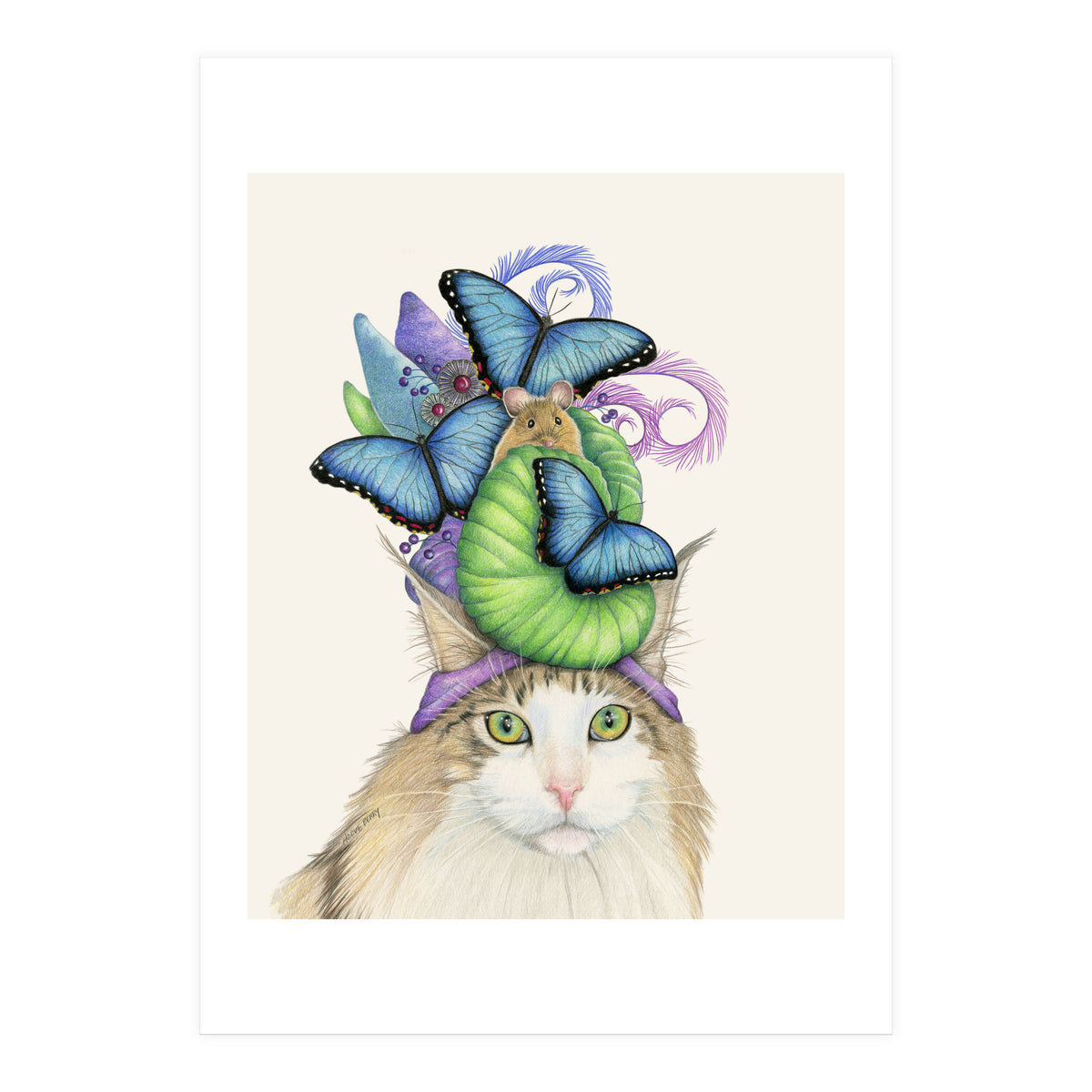 Bluehatcatbright (Print Only)