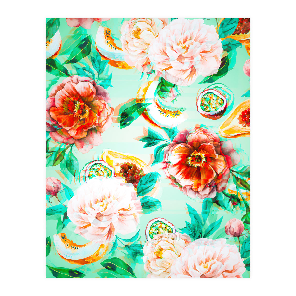 Tropical flowery fruit glitch  (Print Only)
