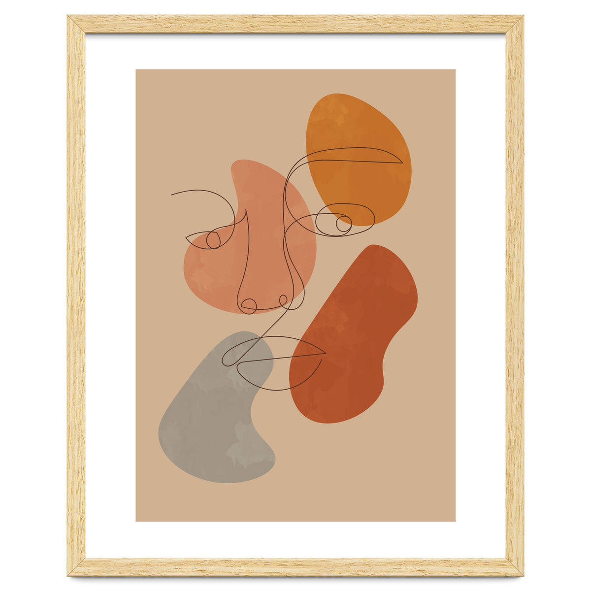 Feminine Line Art Boho Woman Face