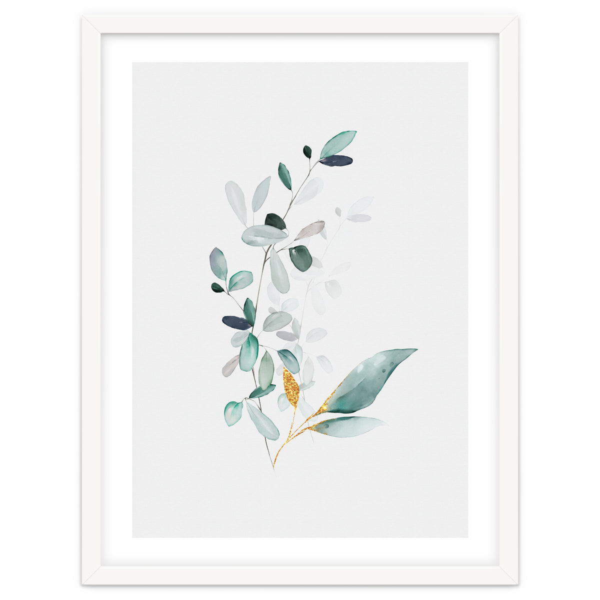 Modern Botanical Gold & Sage Study 01