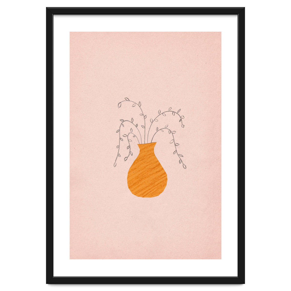 Pink and orange vase and plants