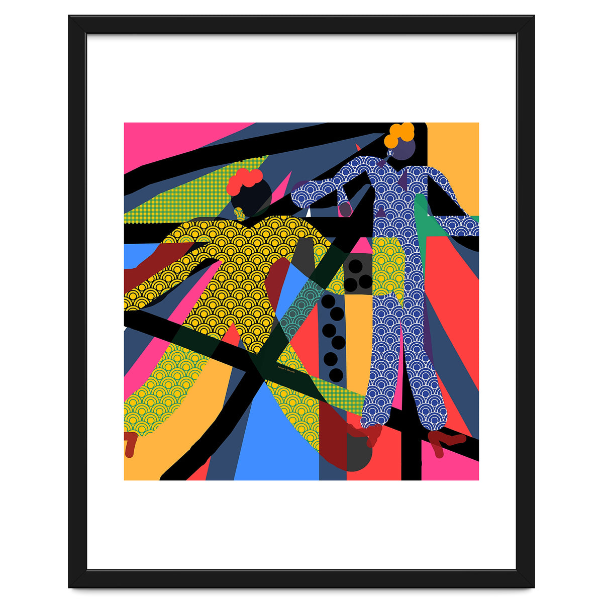 LADIES WEARING YELLOW AND BLUE PATTERNS