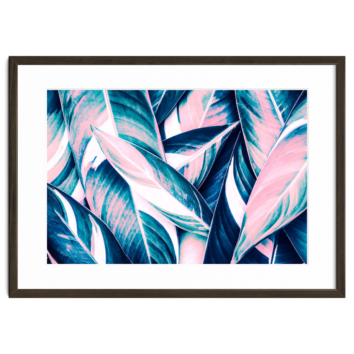 Botanical leaf pink and blue