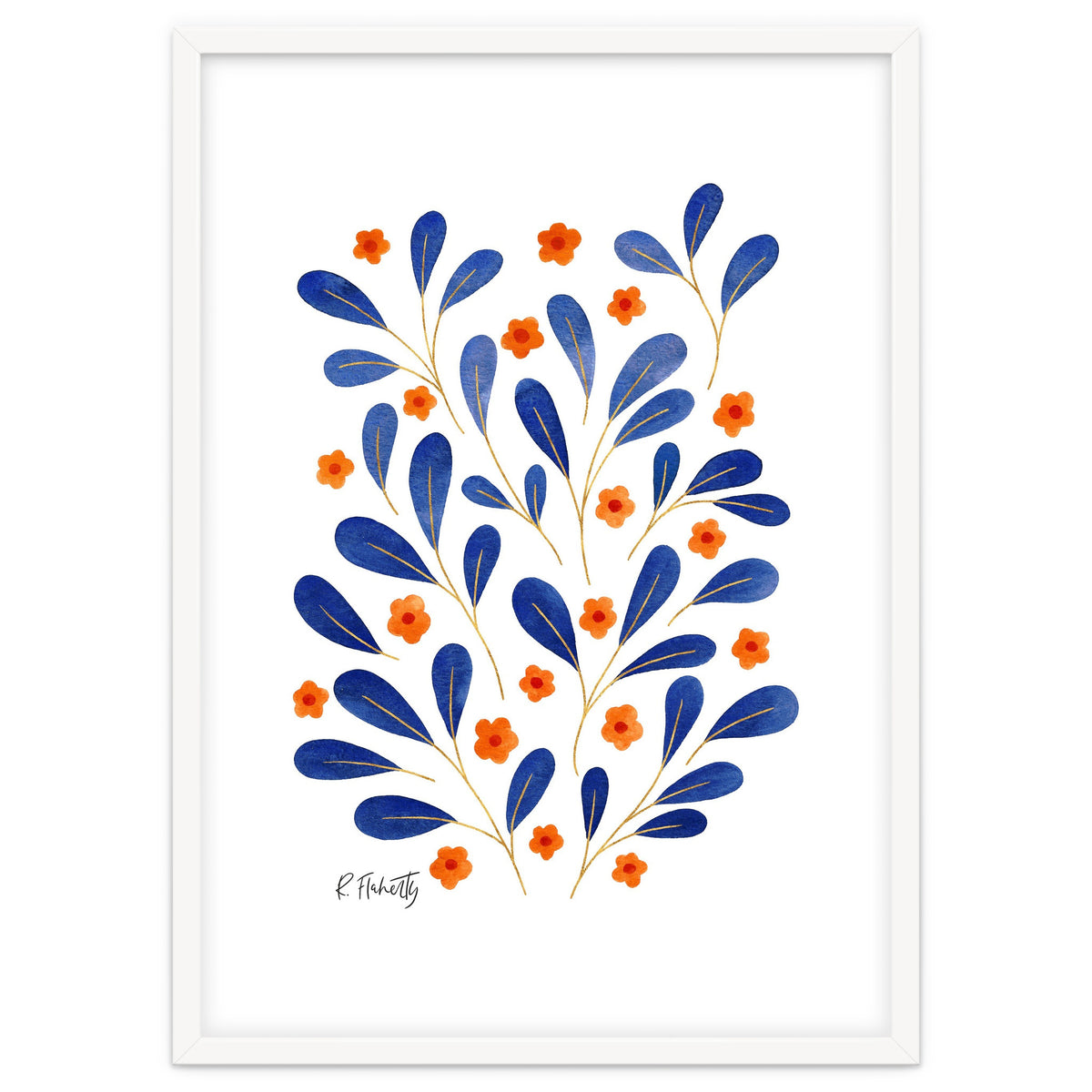 Springtime Floral | Blue and Orange