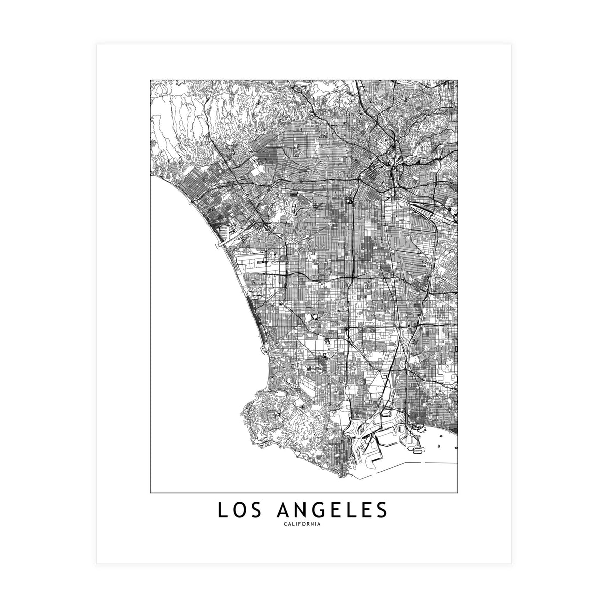 Los Angeles White Map (Print Only)