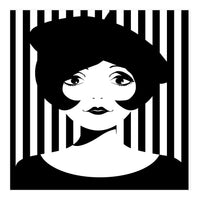 Retro 1960s Young Woman black and white (Print Only)