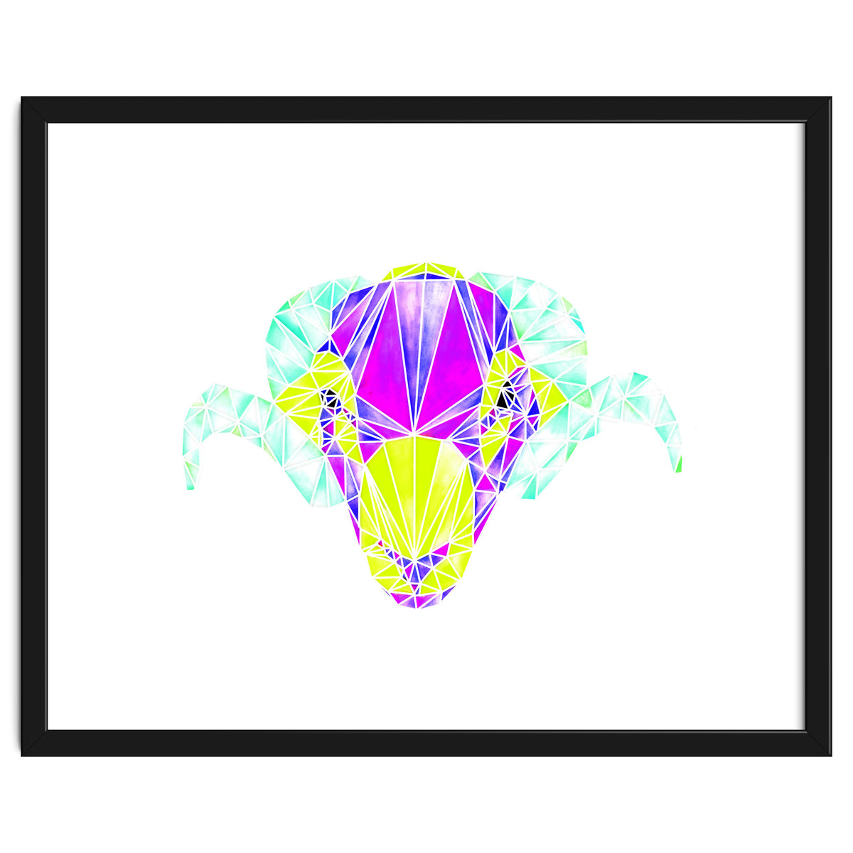 Colourful Geometric Swaledale Sheep Tup with White Lines