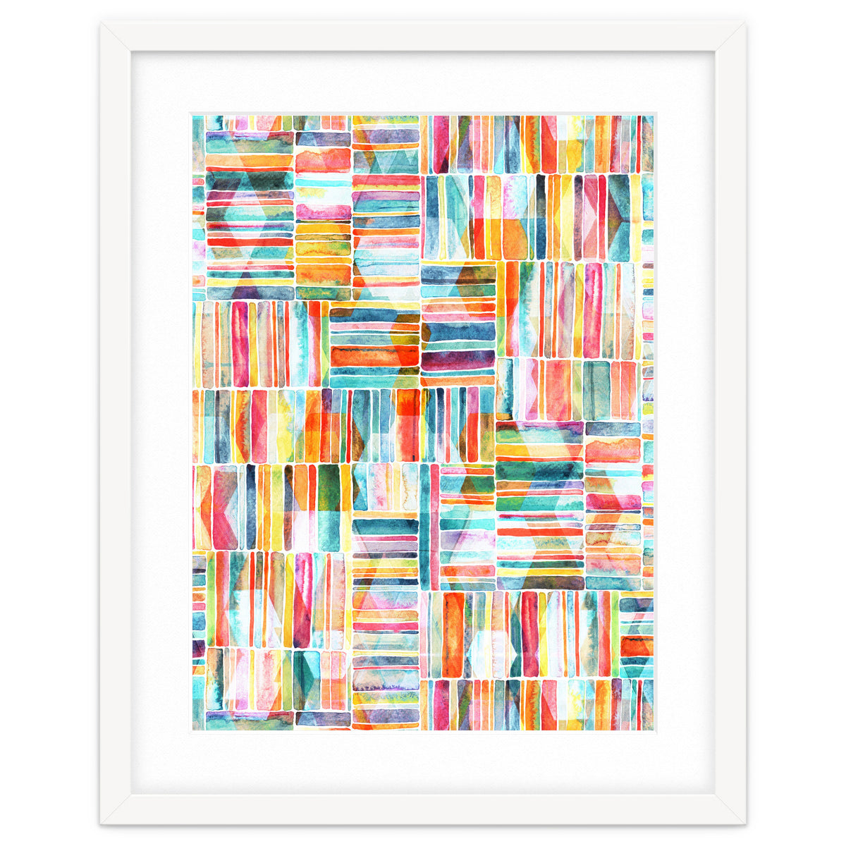 Summer Pastel Geometric and Striped Abstract on white