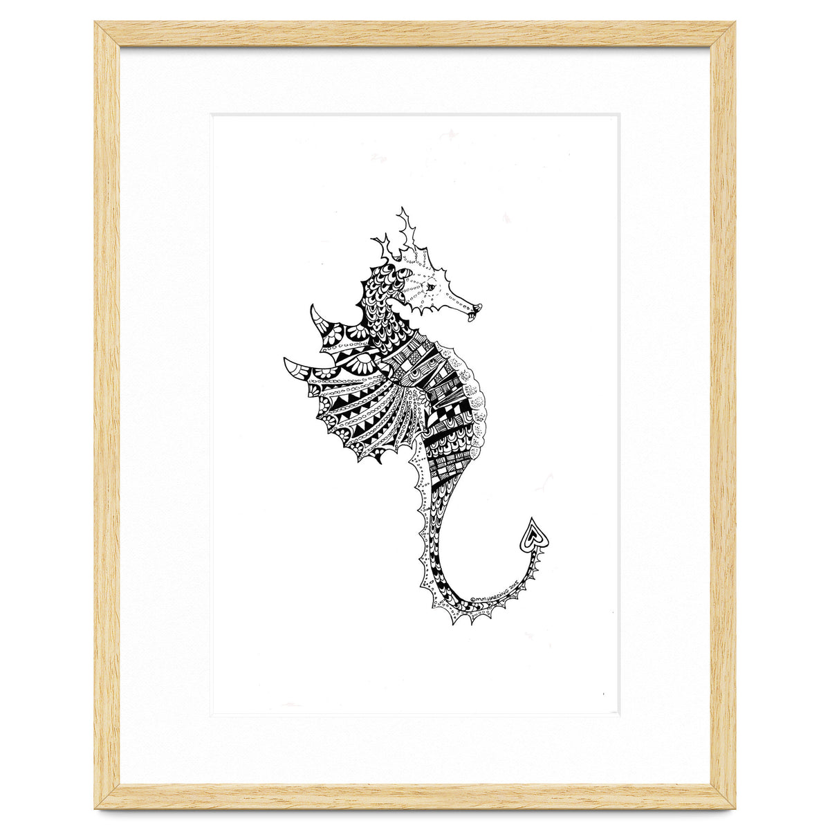 Seahorse Dragon Zen Doodle