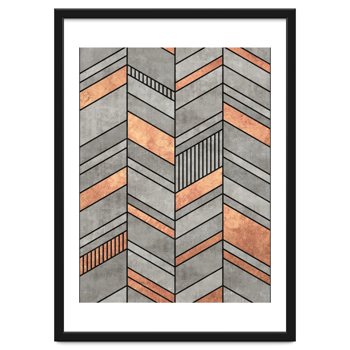 Abstract Chevron Pattern - Concrete and Copper