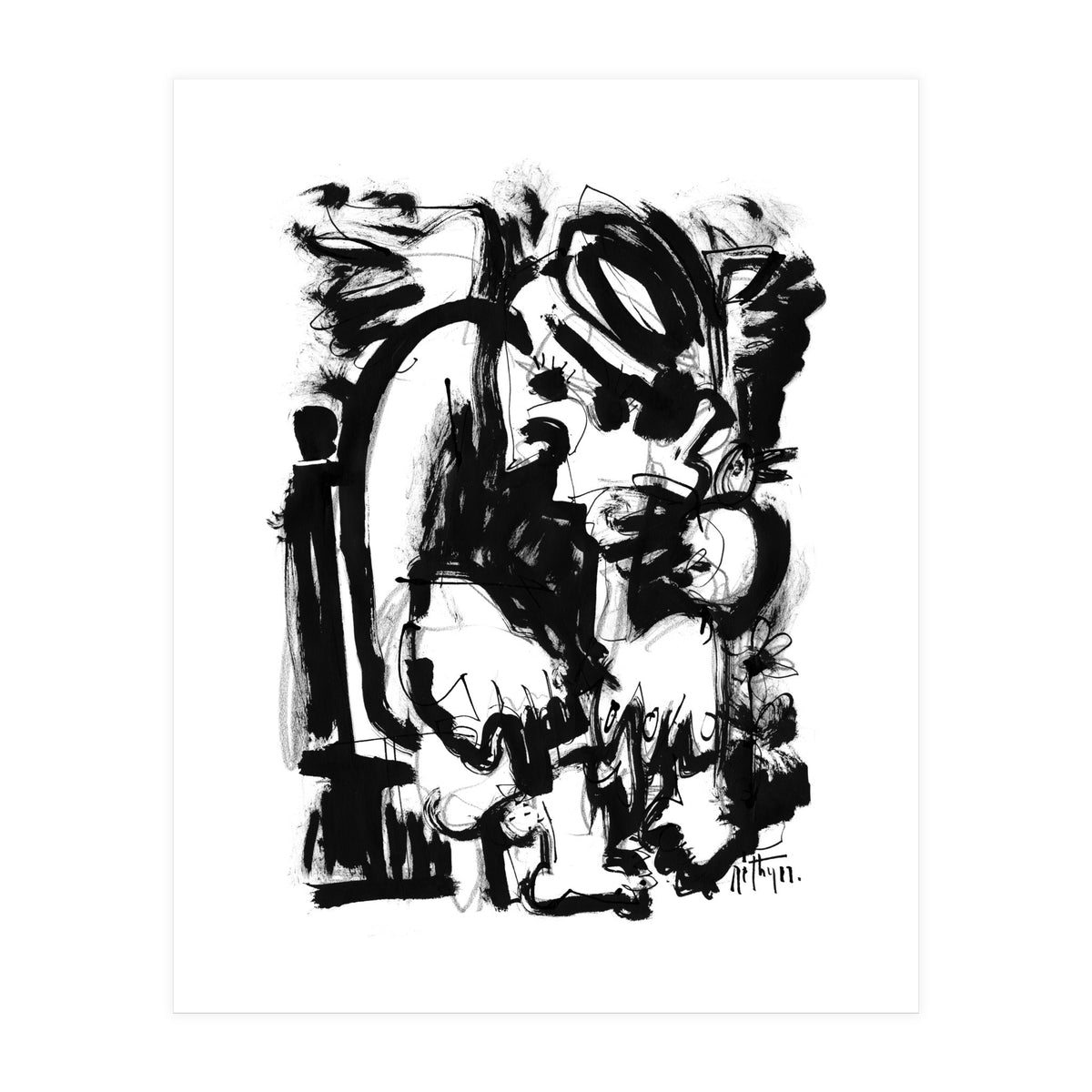 Saint With Bird - b&w (Print Only)