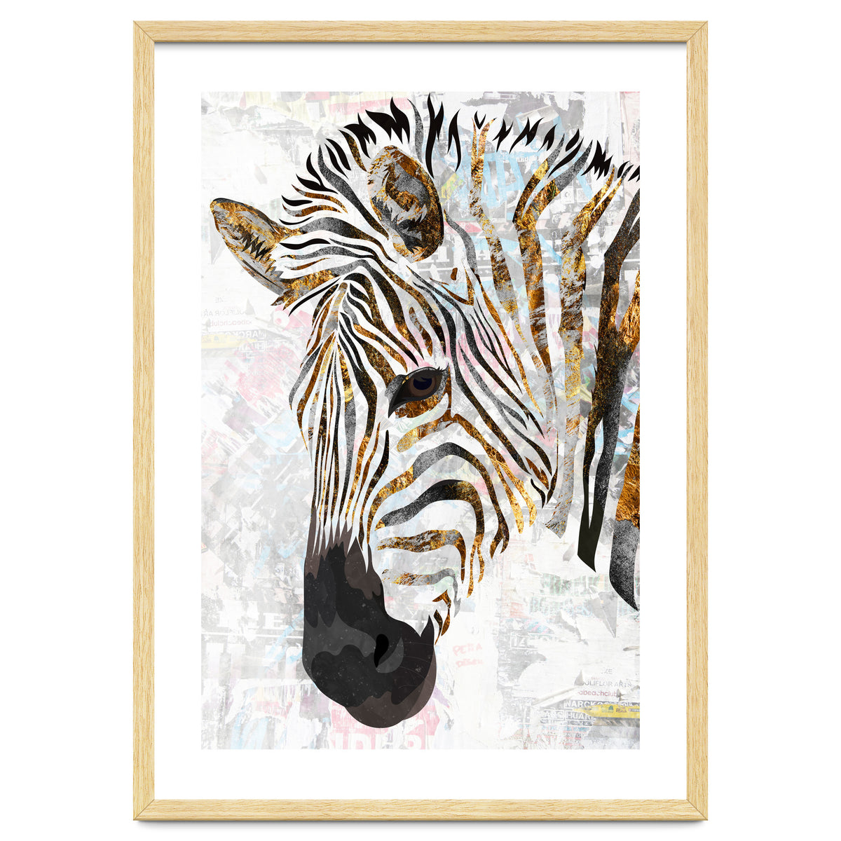 Grungy Zebra Gold and White