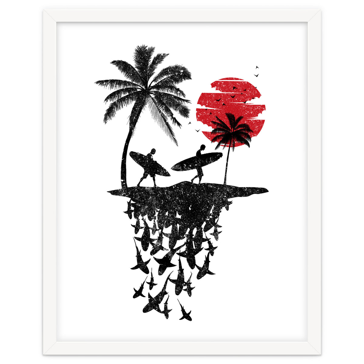 Surfer island sharks