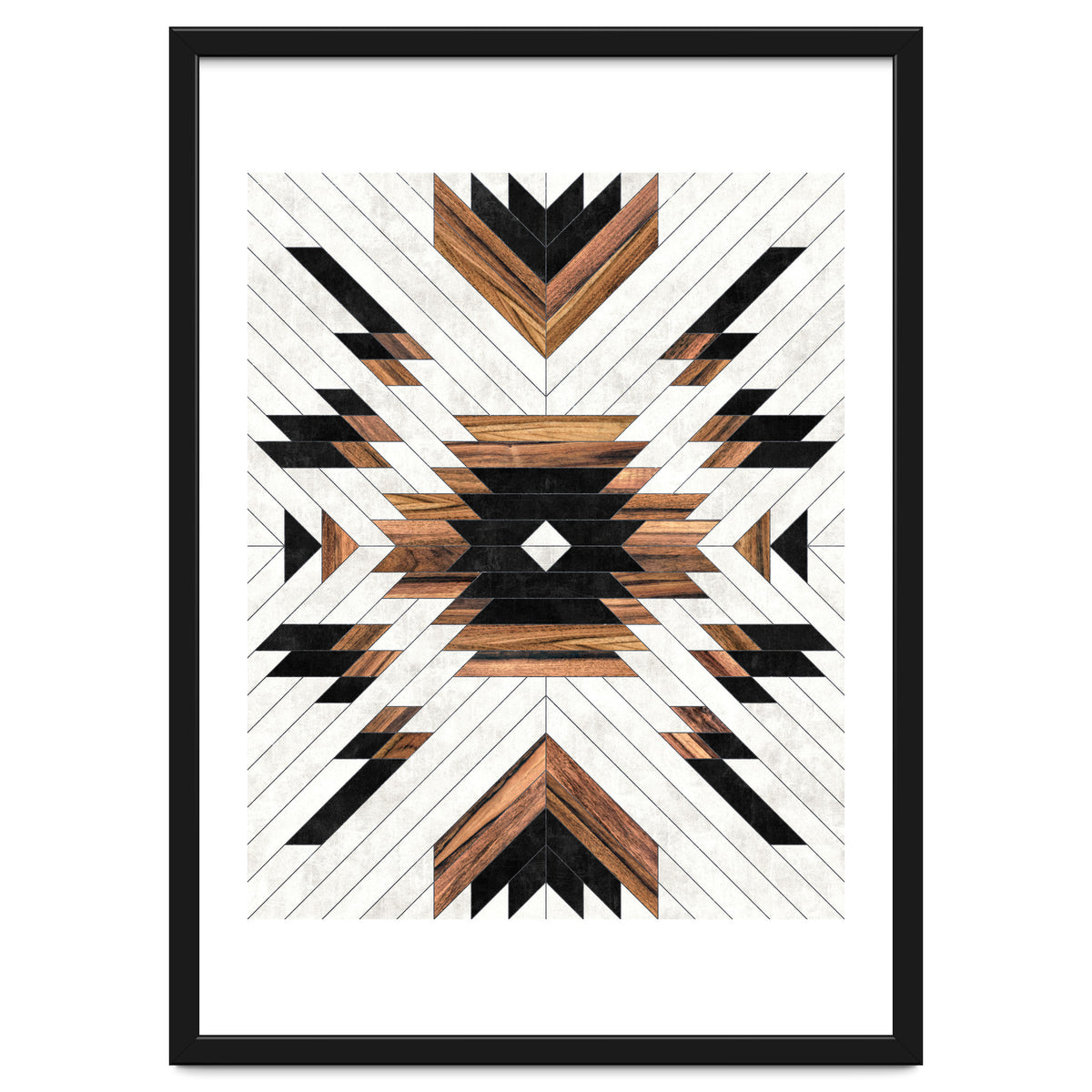 Urban Tribal Pattern No.5 - Aztec - Concrete and Wood