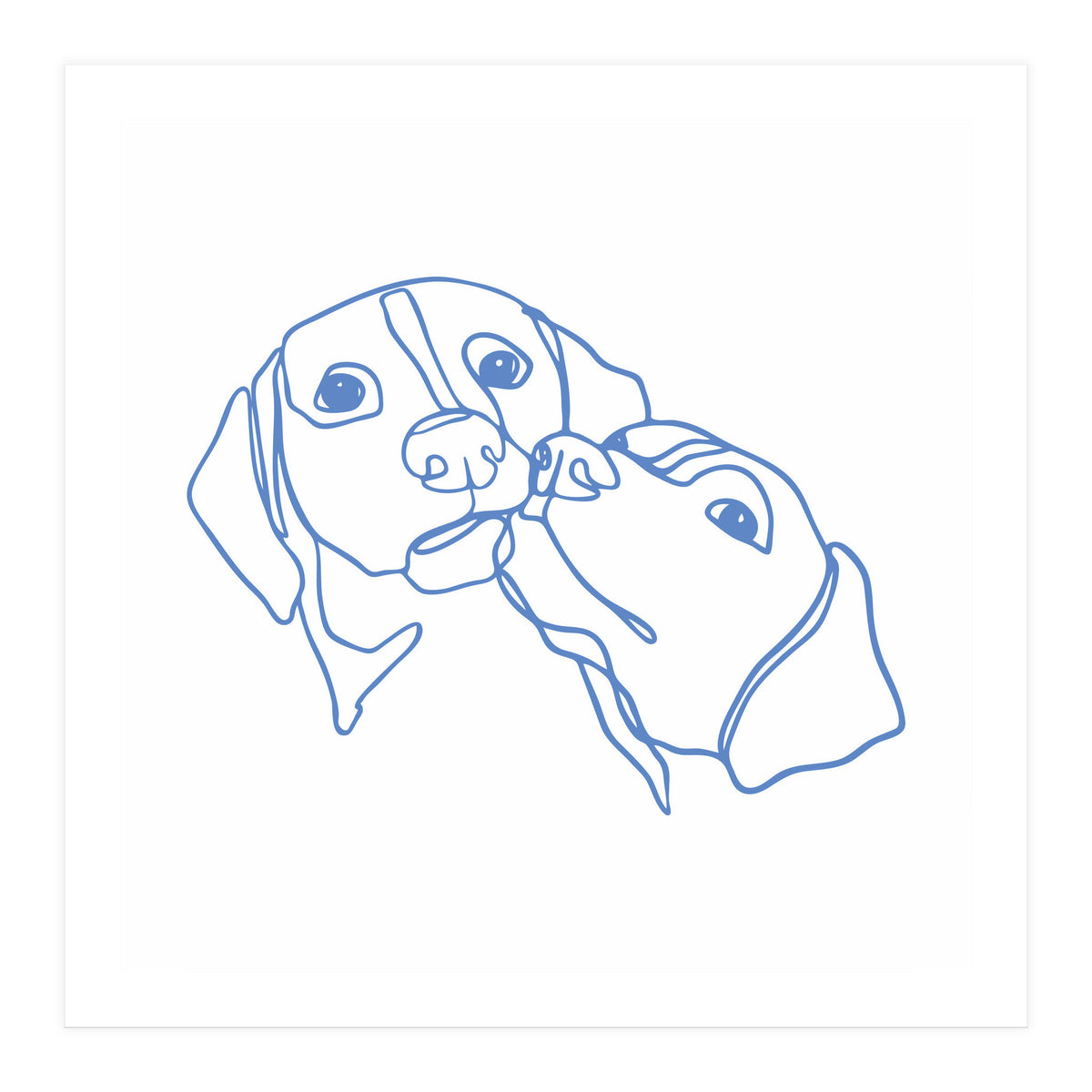 One Line Art Dogs Couple  (Print Only)