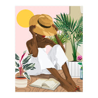 Summer Reading | Modern Bohemian Black Woman Travel | Beachy Vacation Book Reader (Print Only)