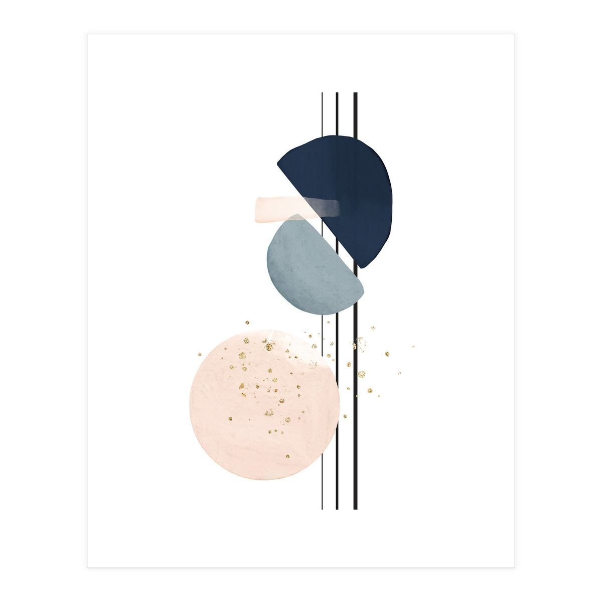 Abstract Study Blush and Navy Blue (Print Only)