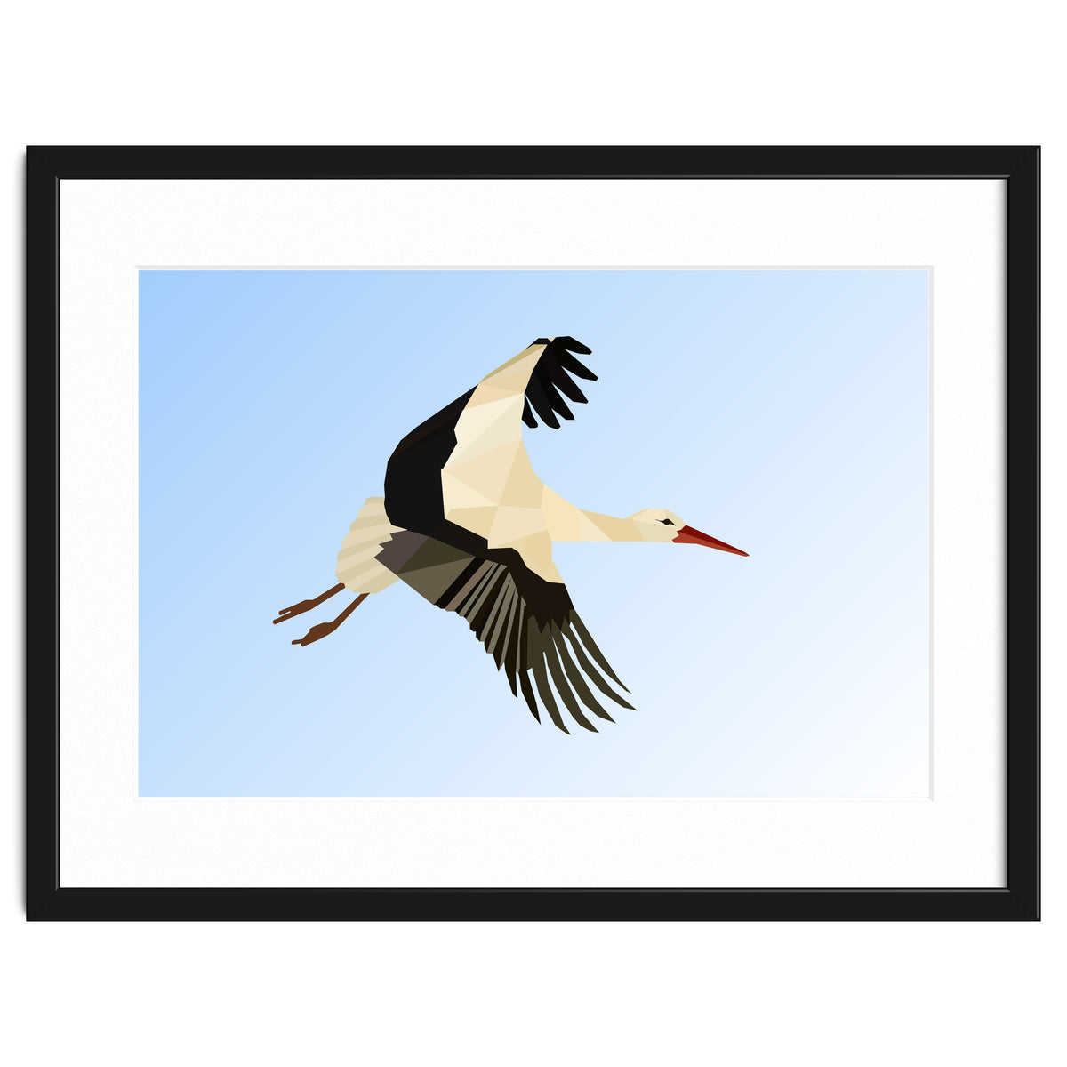White Stork Bird Low Poly Art