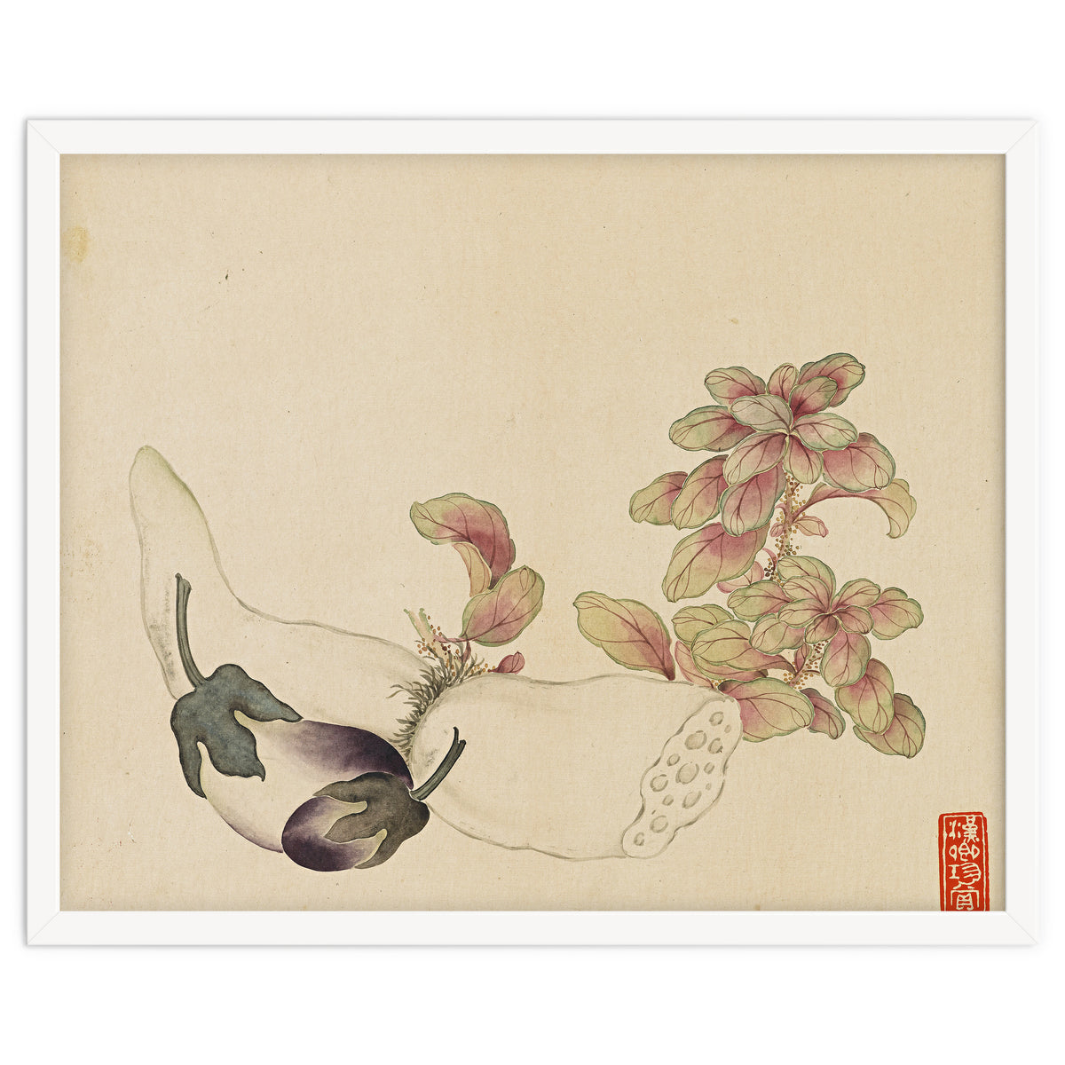 Wang Chengyu ~flowers, Vegetables, Fruits, Eggplant, Lotus Root