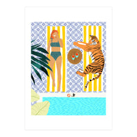 How To Vacay With Your Tiger, Human Animal Connection Illustration, Tropical Travel Morocco Painting (Print Only)
