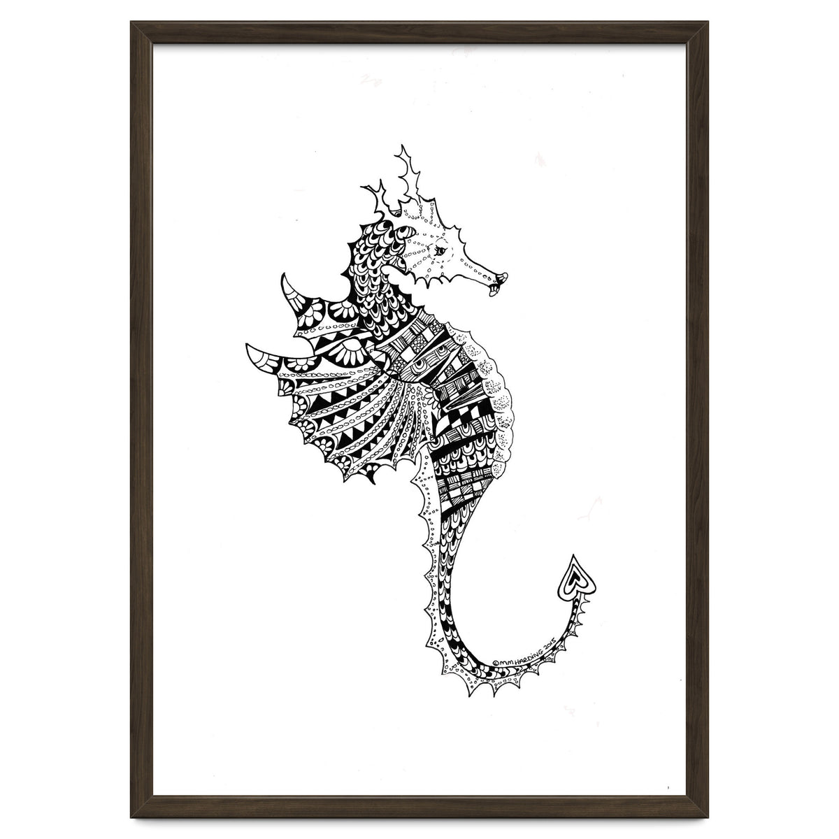 Seahorse Dragon Zen Doodle