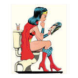 Wonder Woman on the Toilet, funny Bathroom Humour (Print Only) thumbnail