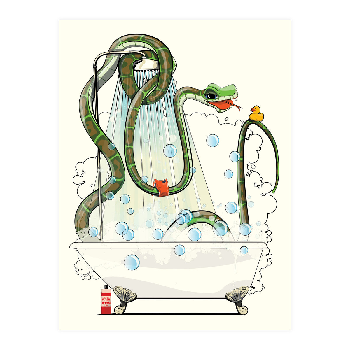 Snake in the Bath, Funny Bathroom Humour (Print Only)