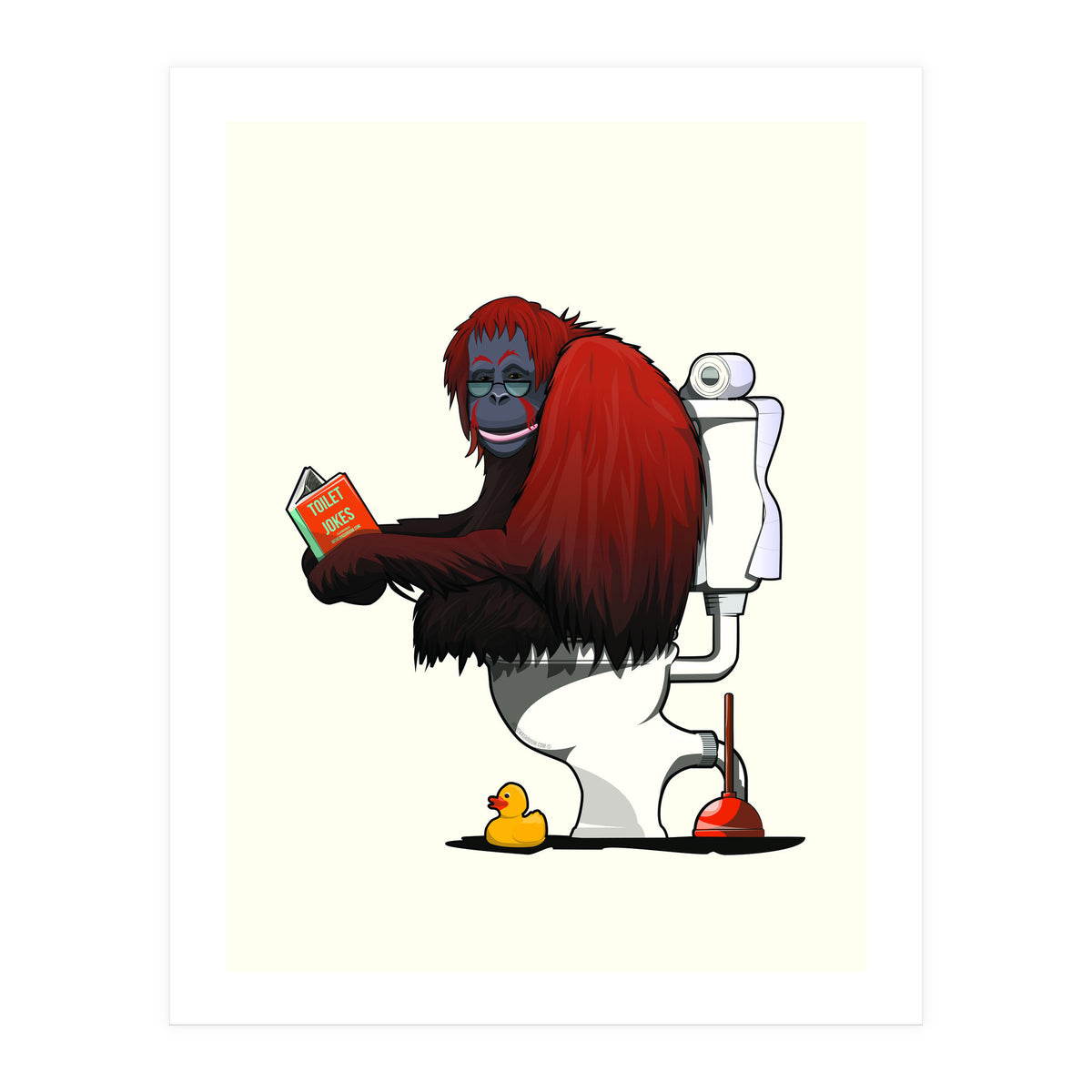 Orangutan on the Toilet, Funny Bathroom Humour (Print Only)