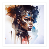 Watercolor African Warrior Woman #8 (Print Only)