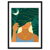 To The Moon & Never Back | Jungle Dreamer Bohemian Tropical Soul | Forest Nature Woman Illustration thumbnail