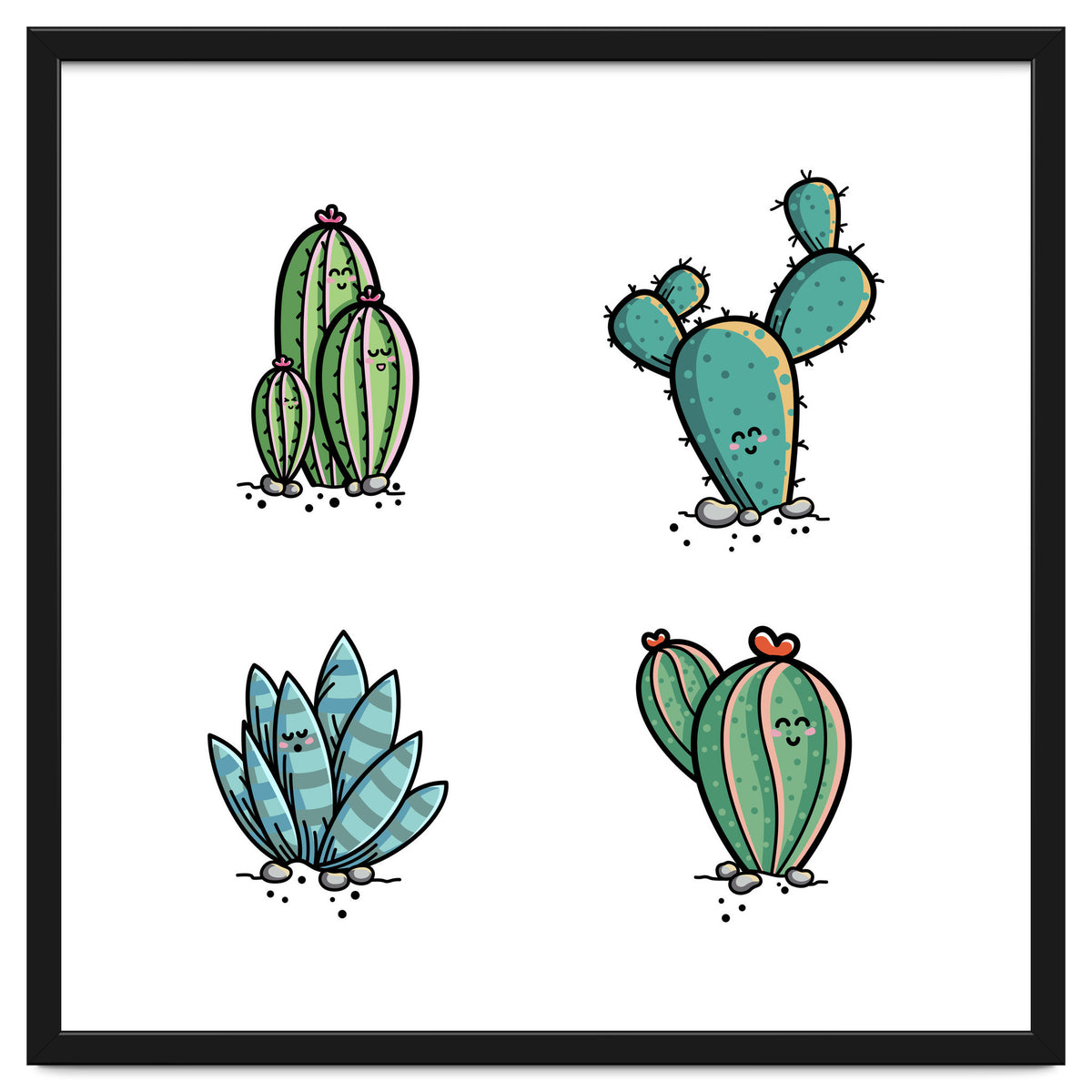 Kawaii Cute Cacti Desert Plants