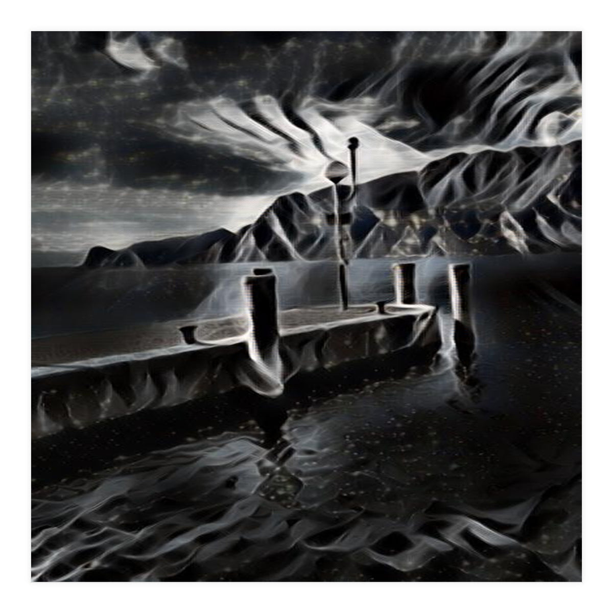 Pier at a smokey night. (Print Only)