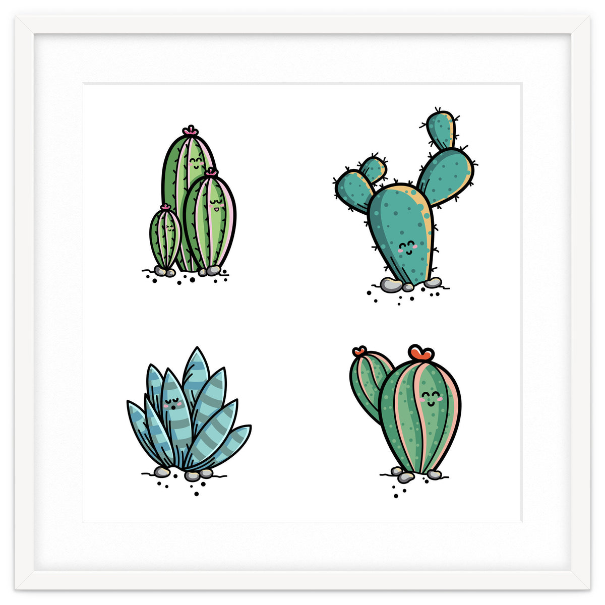 Kawaii Cute Cacti Desert Plants