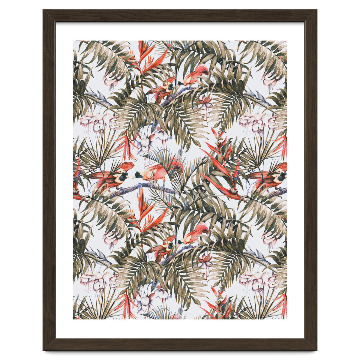 Exotic birds in the jungle paradise