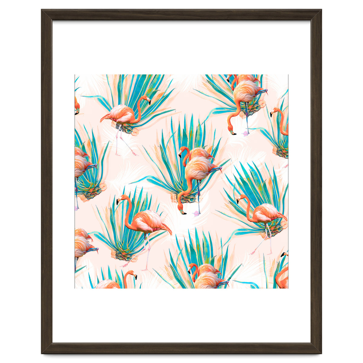 Anaglyph Flamingos with cactus