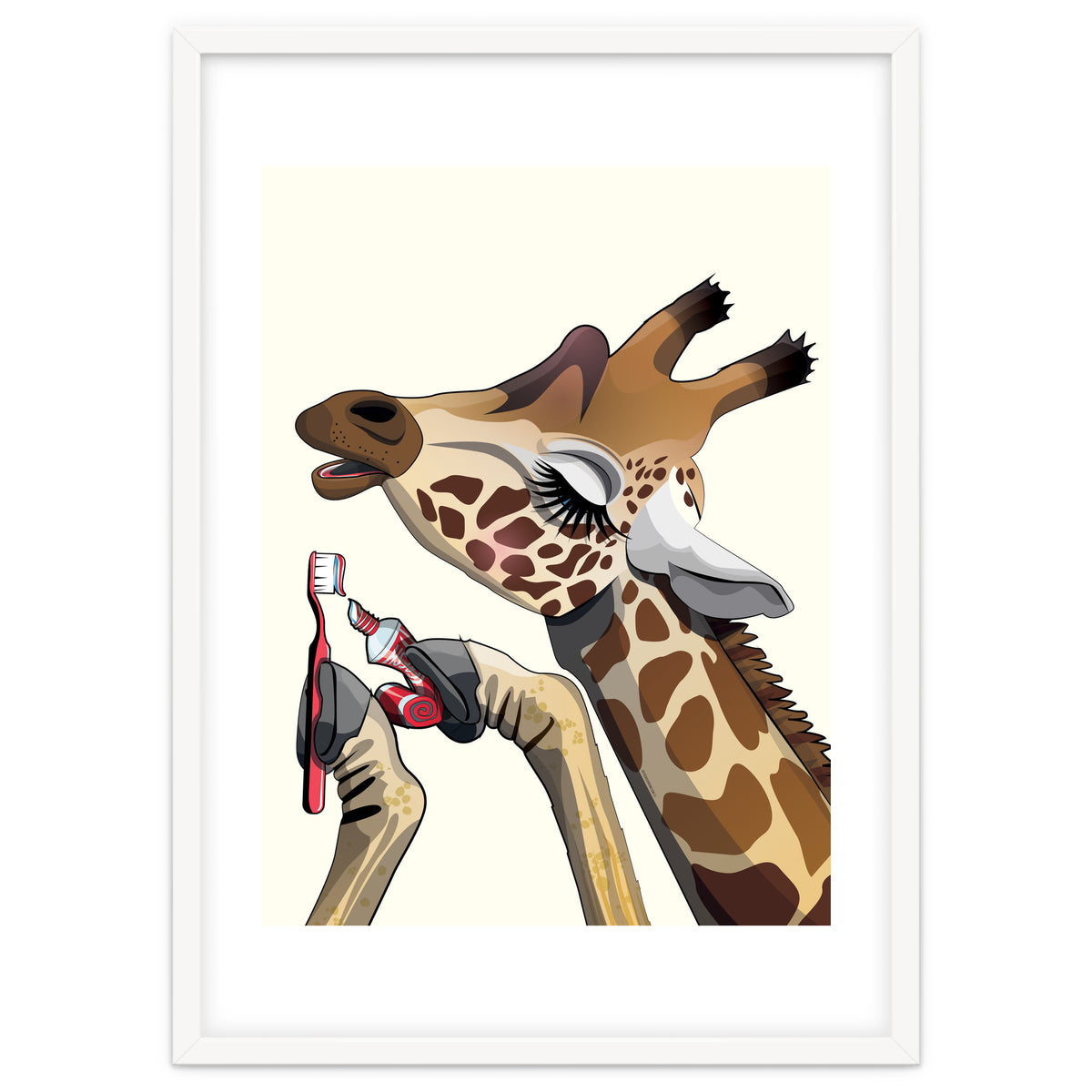 Giraffe Brushing Teeth, Funny Bathroom Humour