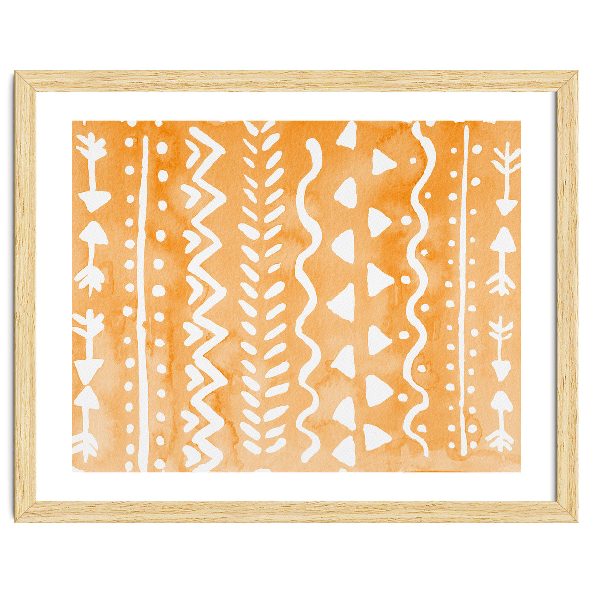 Abstract boho tribal pattern in pastel orange