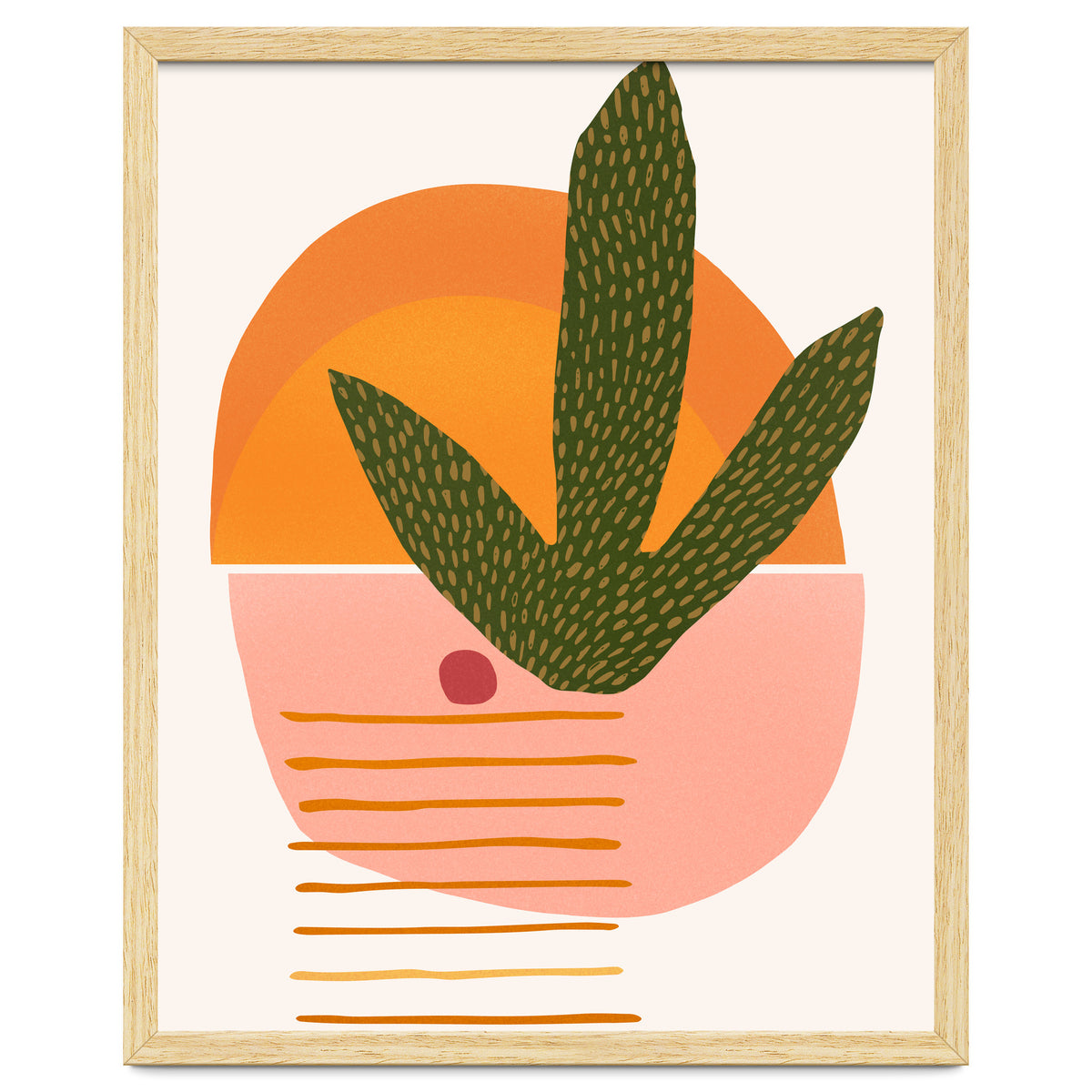 Desert Sunset With Cactus And Cherry