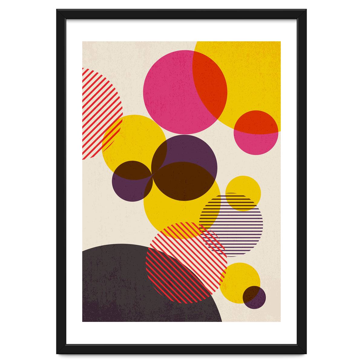 Dots in Yellow, Raspberry and Dark Purple