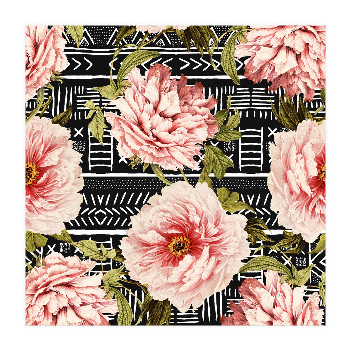 Flowering pink on drawn lines (Print Only)